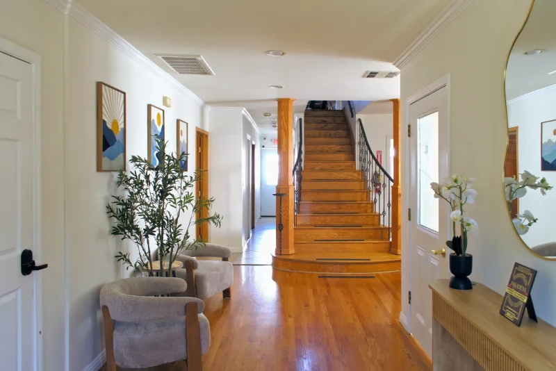 Entry hall and staircase inside the Elijah's House estate