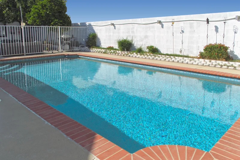 Pool and surrounding grounds at the Elijah's House estate in Pasadena